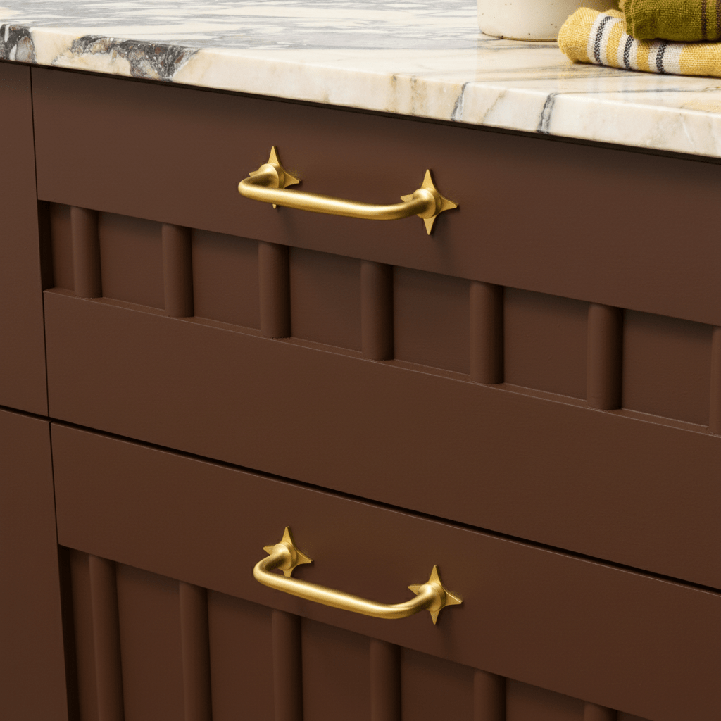 Plank Hardware Cabinetry ADA Handle with Star Backplates - Brass