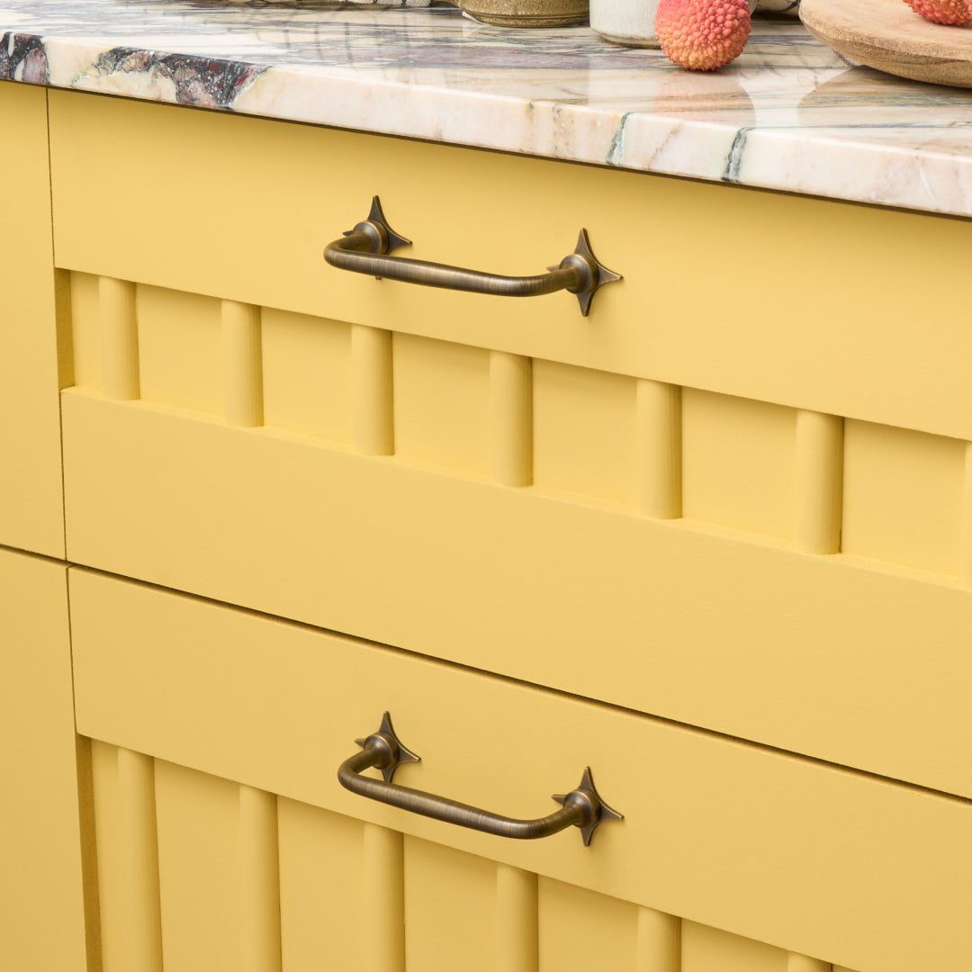 Plank Hardware Cabinetry ADA Pair of Small Star Handle Backplate - Antique Brass