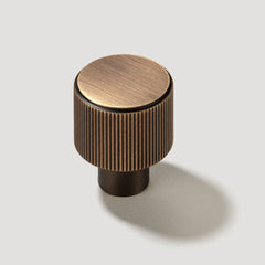 Plank Hardware Cabinetry LENNON Grooved Button Knob - Antique Brass