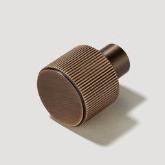 Plank Hardware Cabinetry LENNON Grooved Button Knob - Antique Brass