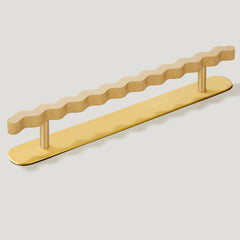 Plank Hardware Cabinetry Handle with Backplate SQUIGGLE T-Bar Handle - Brass