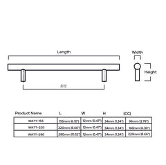 Plank Hardware Cabinetry WATT T-Bar Handle - Antique Brass