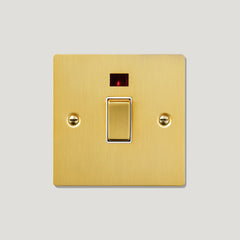 Plank Hardware Electric 20A Double Pole Switch with Neon Indicator - Brass