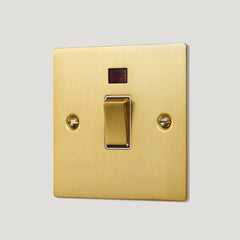 Plank Hardware Electric 20A Double Pole Switch with Neon Indicator - Brass