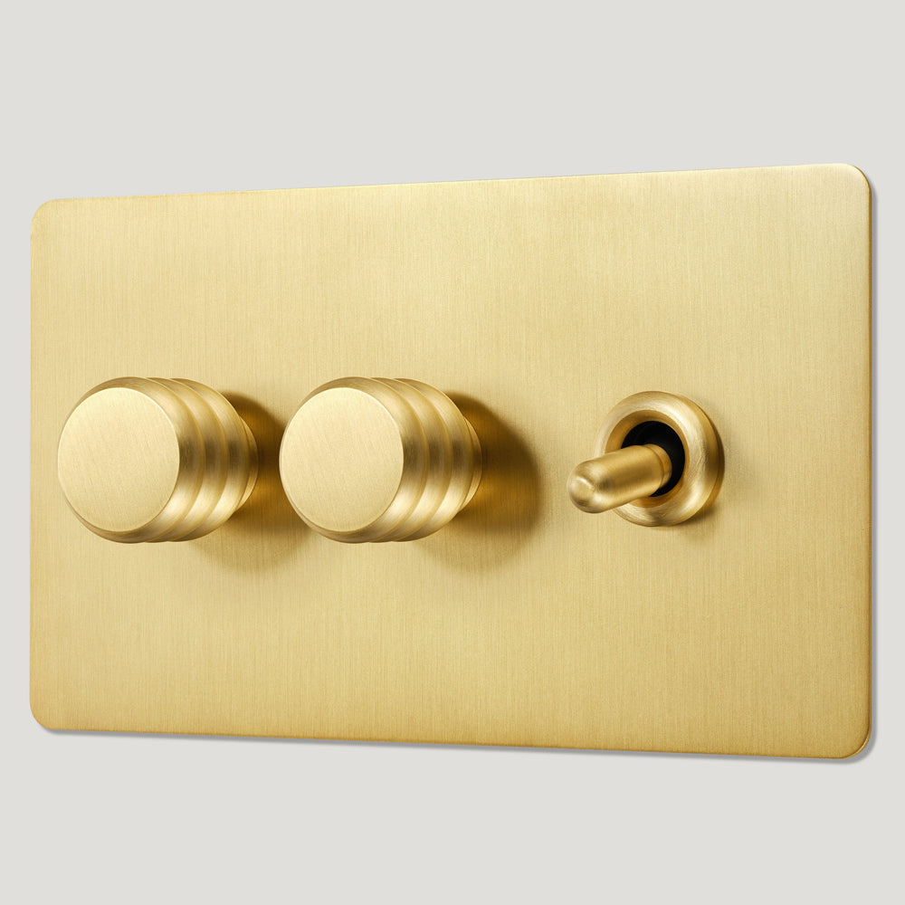 ALVA 3G Mixed Light Switch 1 Toggle / 2 Dimmer - Brass
