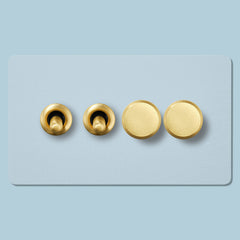 Plank Hardware Electric ALVA 4G Paintable Mixed Switch 2Toggle/ 2Dimmer - Brass