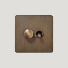 Plank Hardware Electric KEPLER 2G Knurled Mixed Switch 1 Toggle / 1 Dimmer - Antique Brass