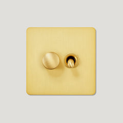 Plank Hardware Electric KEPLER 2G Knurled Mixed Switch 1Toggle / 1Dimmer - Brass