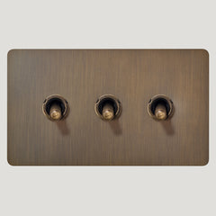 Plank Hardware Electric KEPLER 3G Two Way Knurled Toggle Switch - Antique Brass