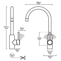 Plank Hardware Taps PORTMAN Grooved Kitchen Mixer Tap - Brass