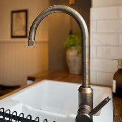 Plank Hardware Taps PORTMAN Knurled Kitchen Mixer Tap - Antique Brass