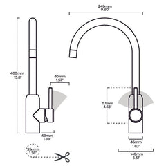 Plank Hardware Taps PORTMAN Knurled Kitchen Mixer Tap - Brass