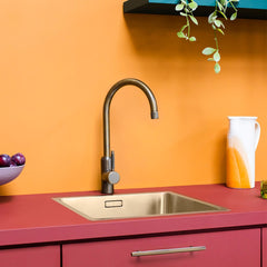 Plank Hardware Taps PORTMAN Swirled Kitchen Mixer Tap - Antique Brass