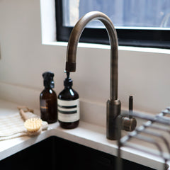 PORTMAN Knurled Kitchen Mixer Tap - Antique Brass