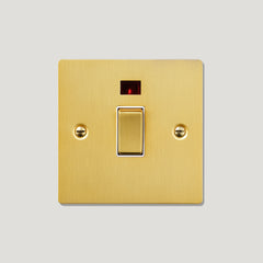 20A Double Pole Switch with Neon Indicator - Brass