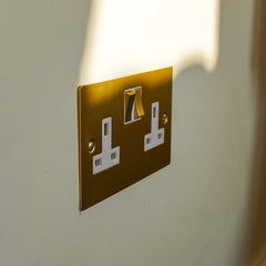 SYLVIE Double Plug Socket - Brass (White Insert)