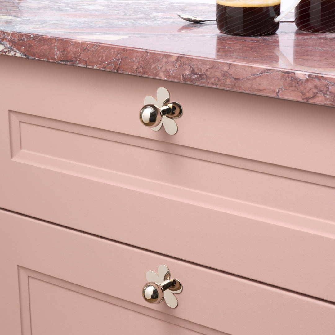 ADA Flower Knob Backplate - Polished Nickel - Plank Hardware