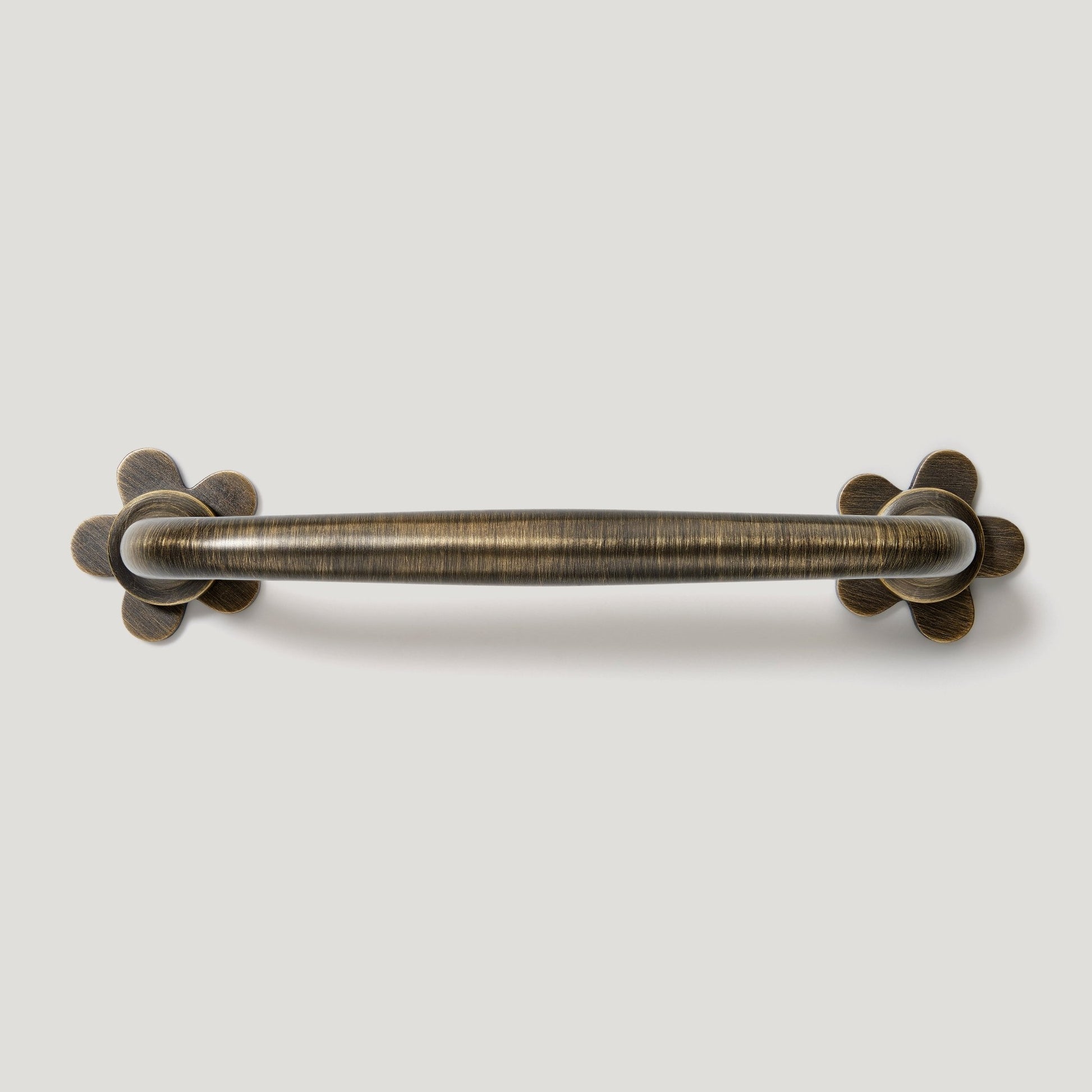 ADA Handle with Flower Backplates - Antique Brass - Plank Hardware