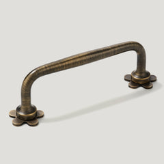ADA Handle with Flower Backplates - Antique Brass