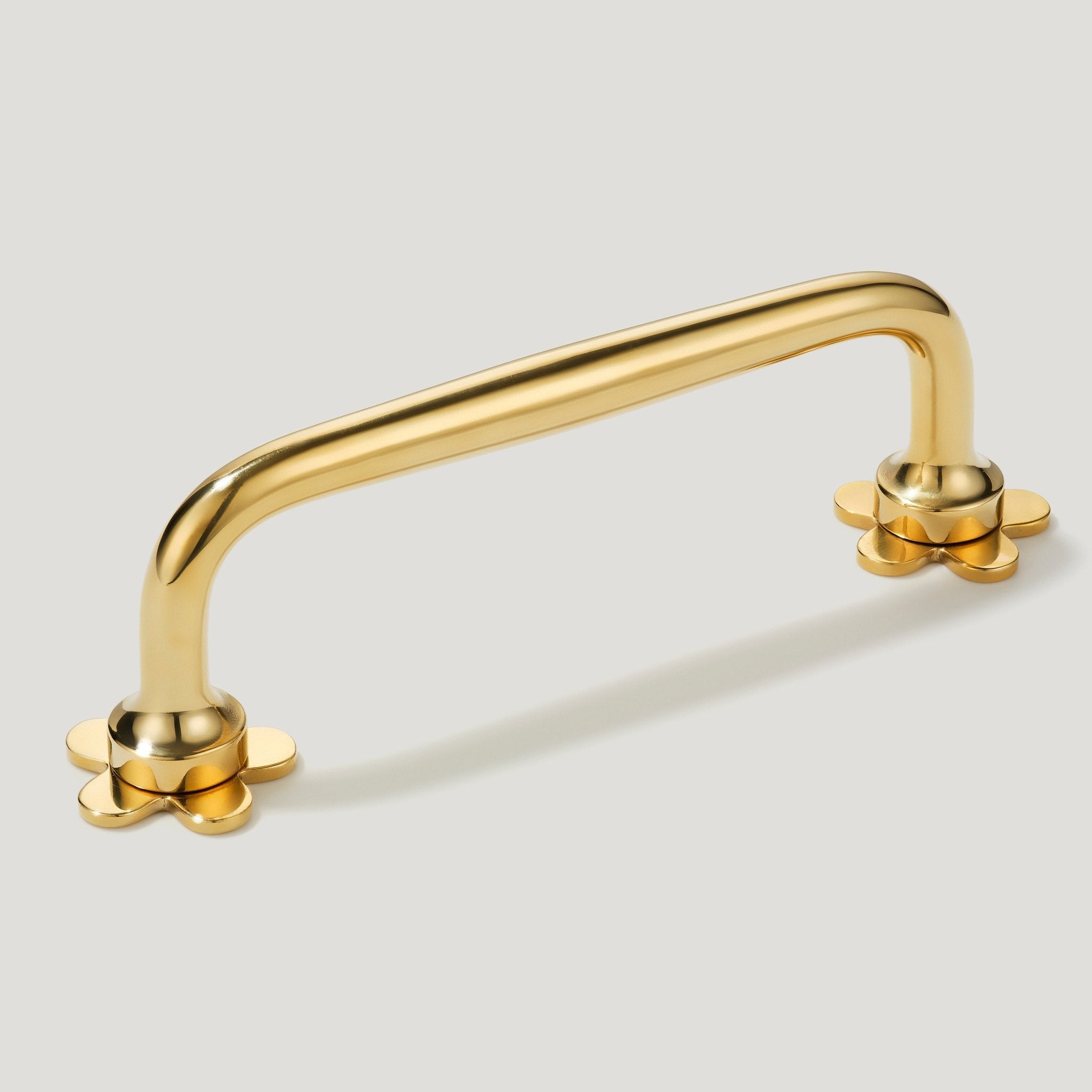 ADA Handle with Flower Backplates - Unlacquered Brass - Plank Hardware