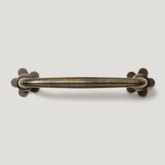 ADA Pair of Small Flower Handle Backplates - Antique Brass - Plank Hardware