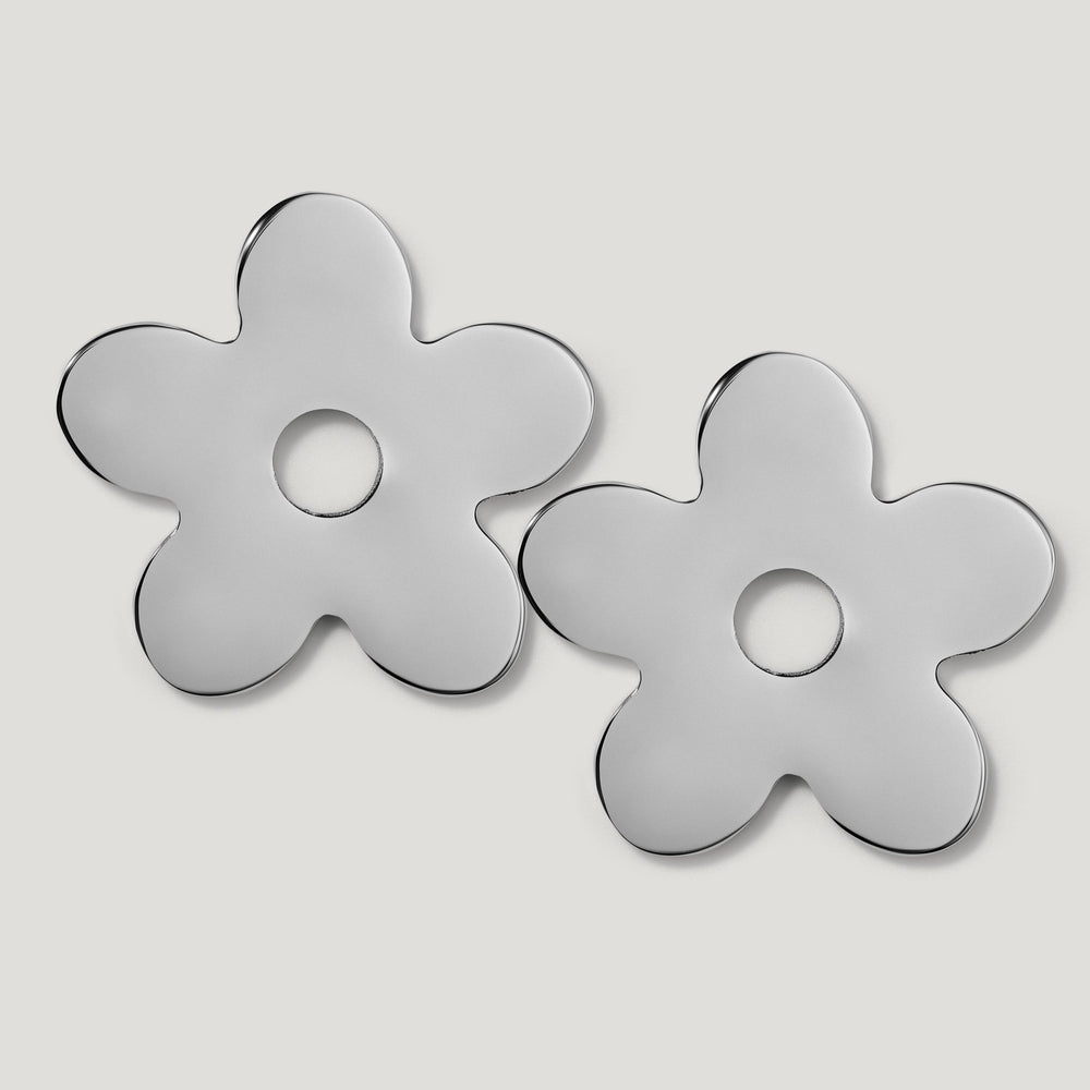 Paire de plaques arrière à poignée en forme de petite fleur ADA - Nickel poli