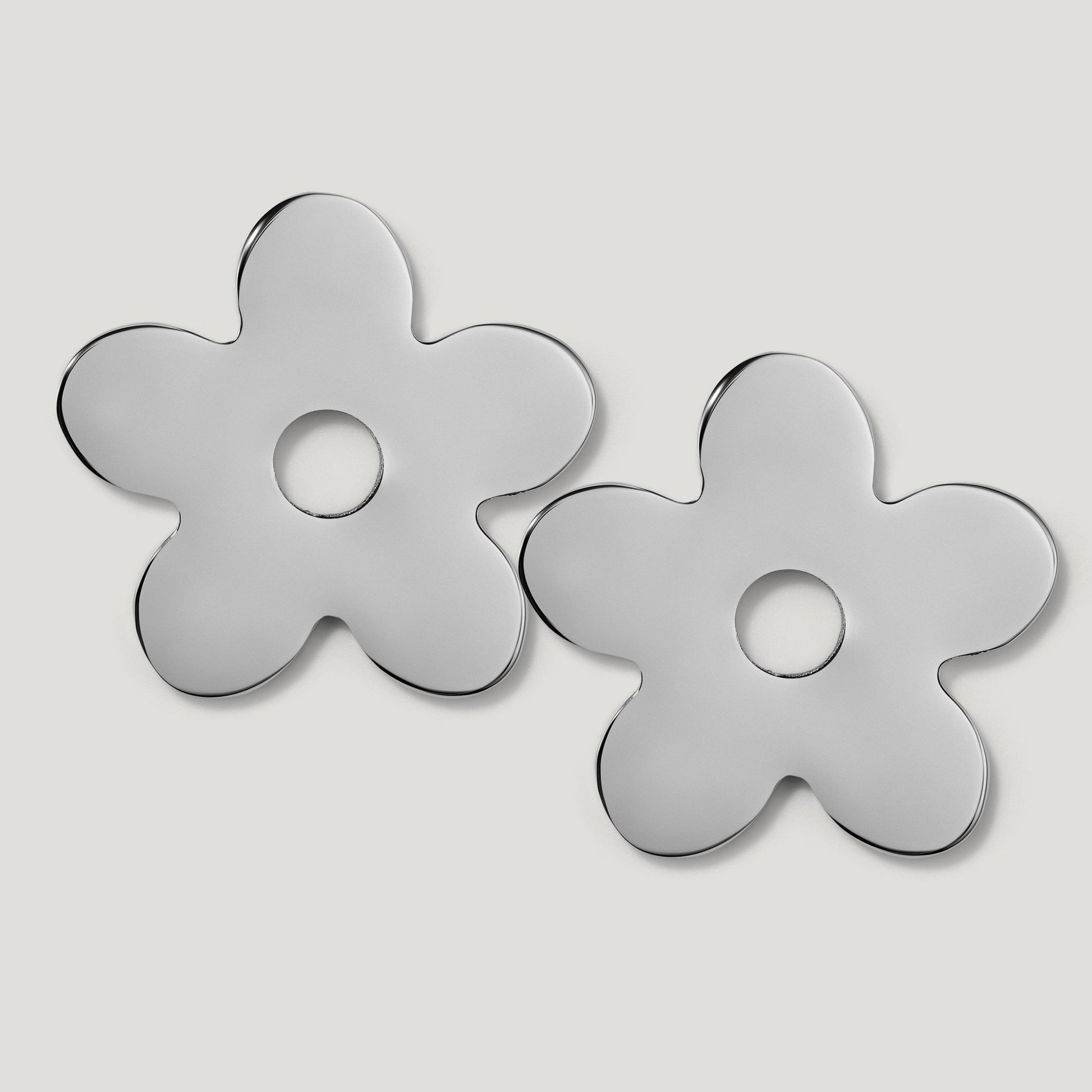 ADA Pair of Small Flower Handle Backplates - Polished Nickel - Plank Hardware