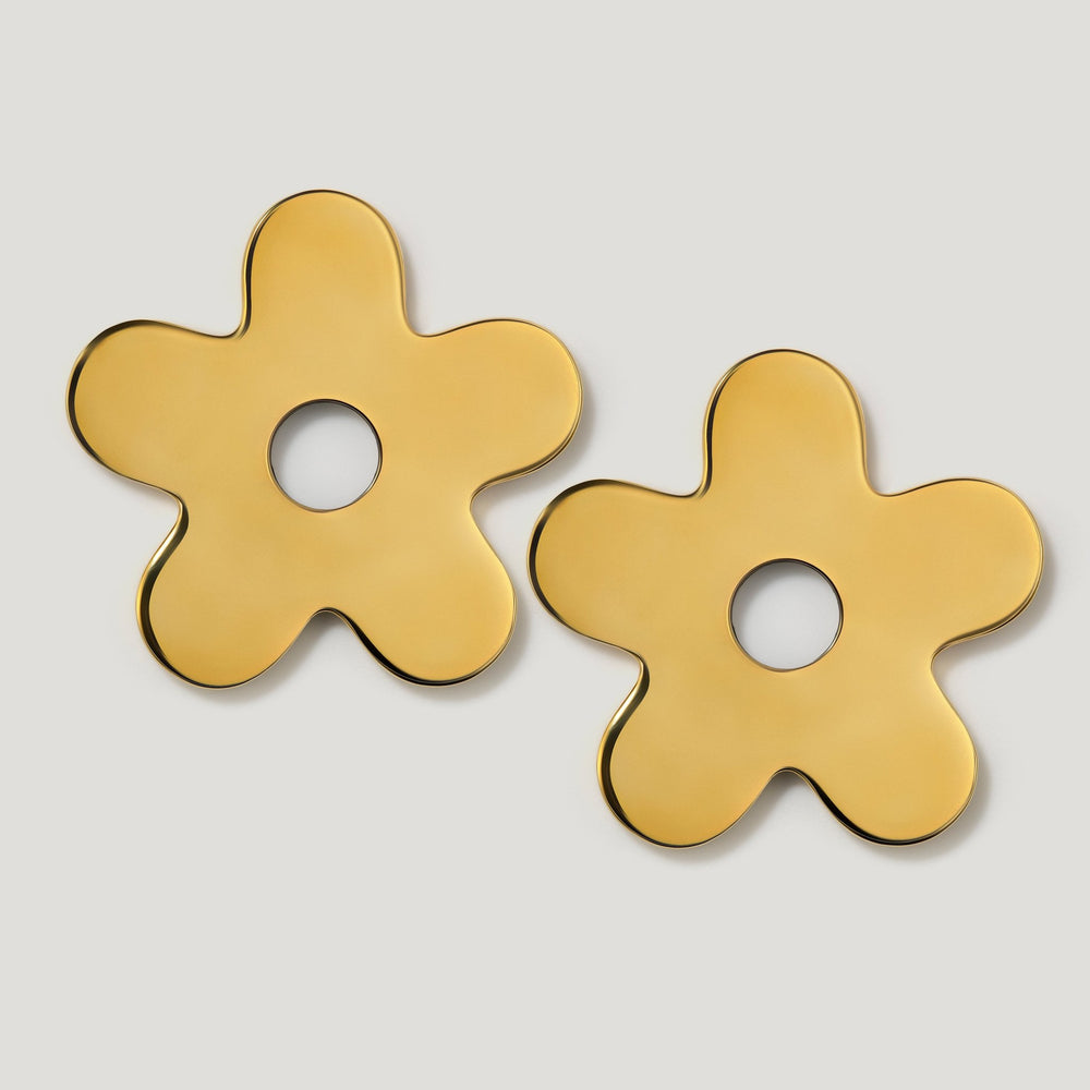 Paire de petites plaques arrière à poignée en forme de fleur ADA - Laiton non verni