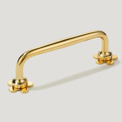 ADA Pair of Small Flower Handle Backplates - Unlacquered Brass - Plank Hardware