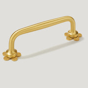 ADA Shaker Handle with Flower Backplates - Brass - Plank Hardware