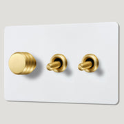 ALVA 3G Paintable Mixed Switch 2Toggle/ 1Dimmer - Brass - Plank Hardware