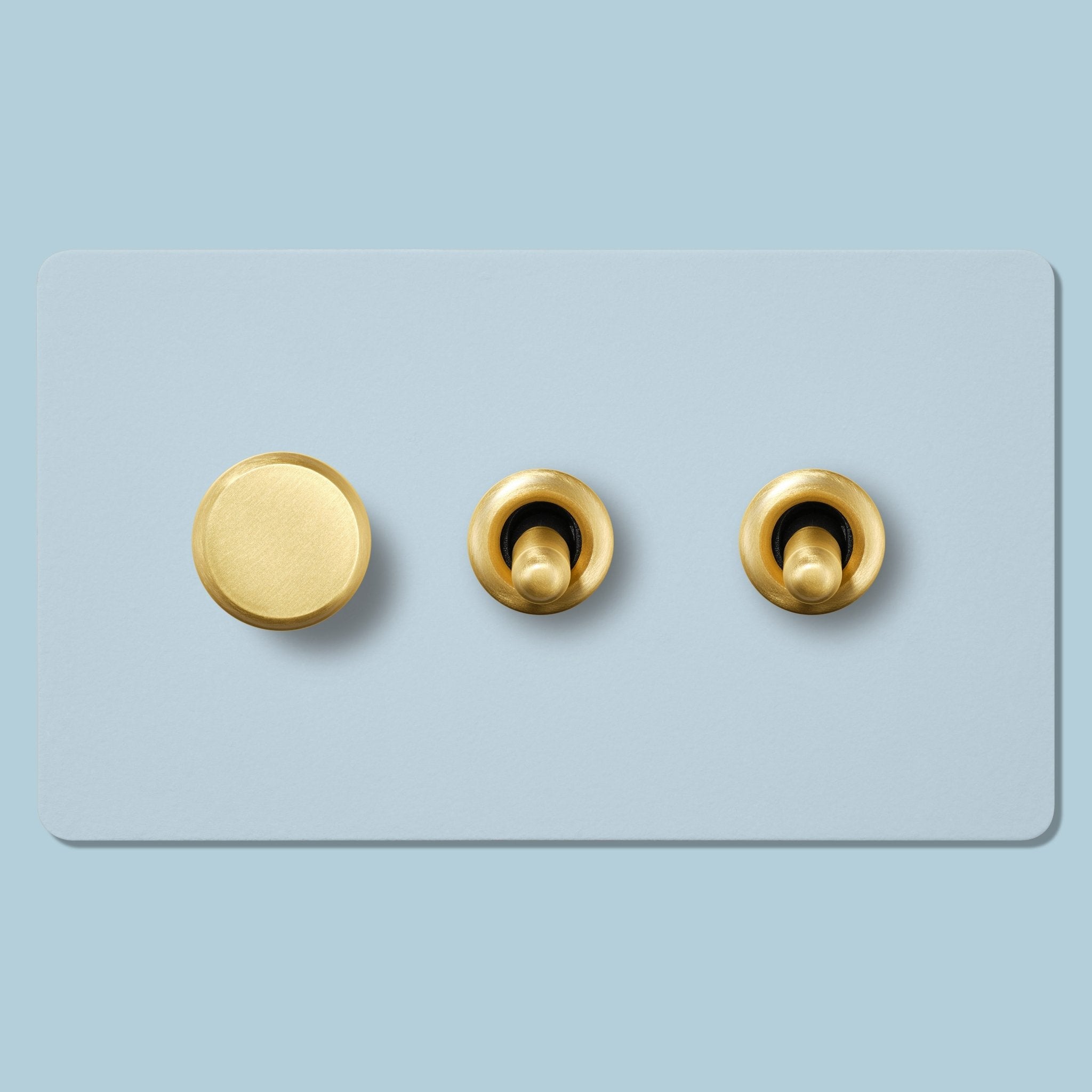 ALVA 3G Paintable Mixed Switch 2Toggle/ 1Dimmer - Brass - Plank Hardware