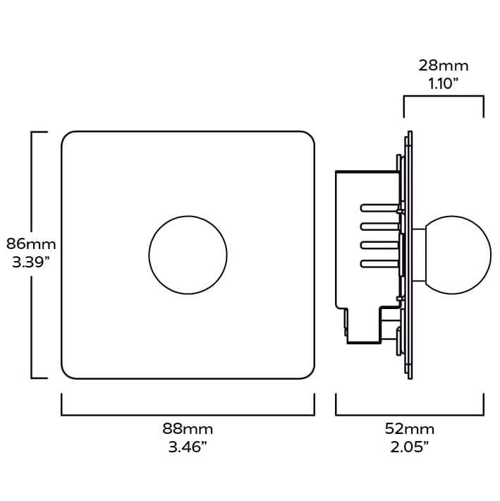BOBBIN 1G Paintable Dimmer Switch - Brass - Plank Hardware