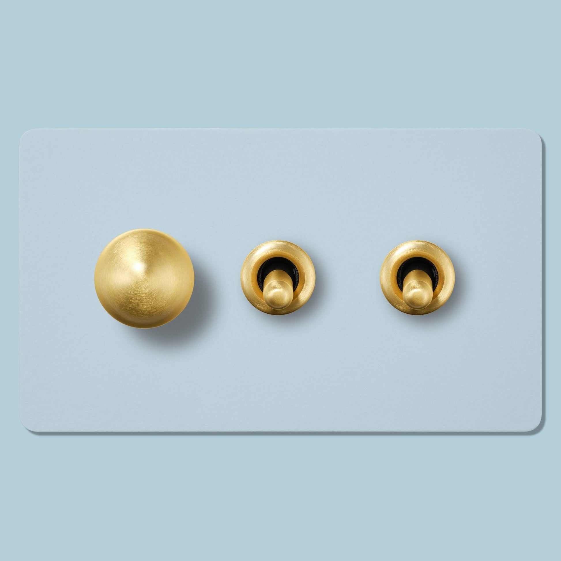 BOBBIN 3G Paintable Mixed Switch 2Toggle/ 1Dimmer - Brass - Plank Hardware
