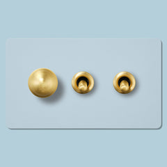 BOBBIN 3G Paintable Mixed Switch 2Toggle/ 1Dimmer - Brass - Plank Hardware