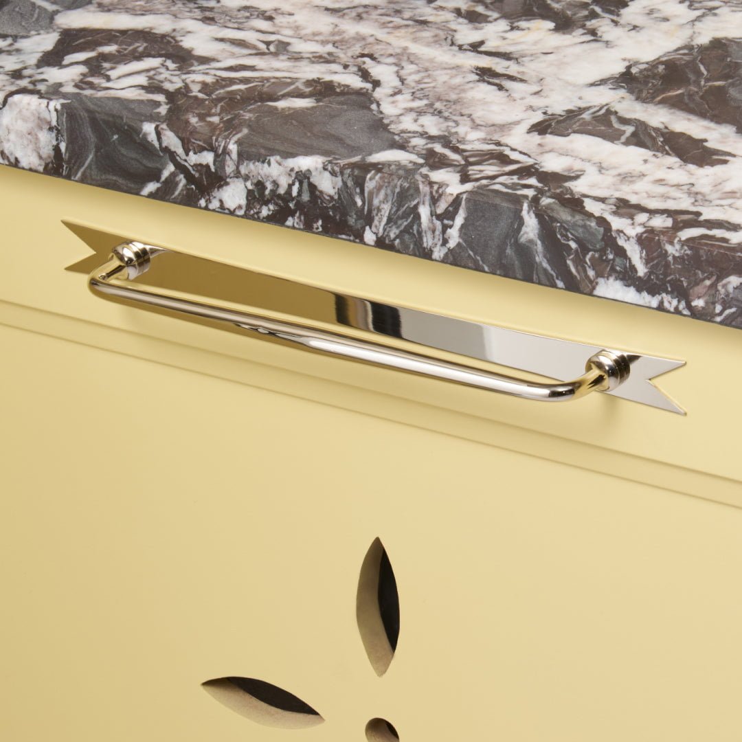 ELIZA Handle with Ribbon Backplate - Polished Nickel - Plank Hardware