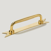 ELIZA Handle with Ribbon Backplate - Unlacquered Brass - Plank Hardware