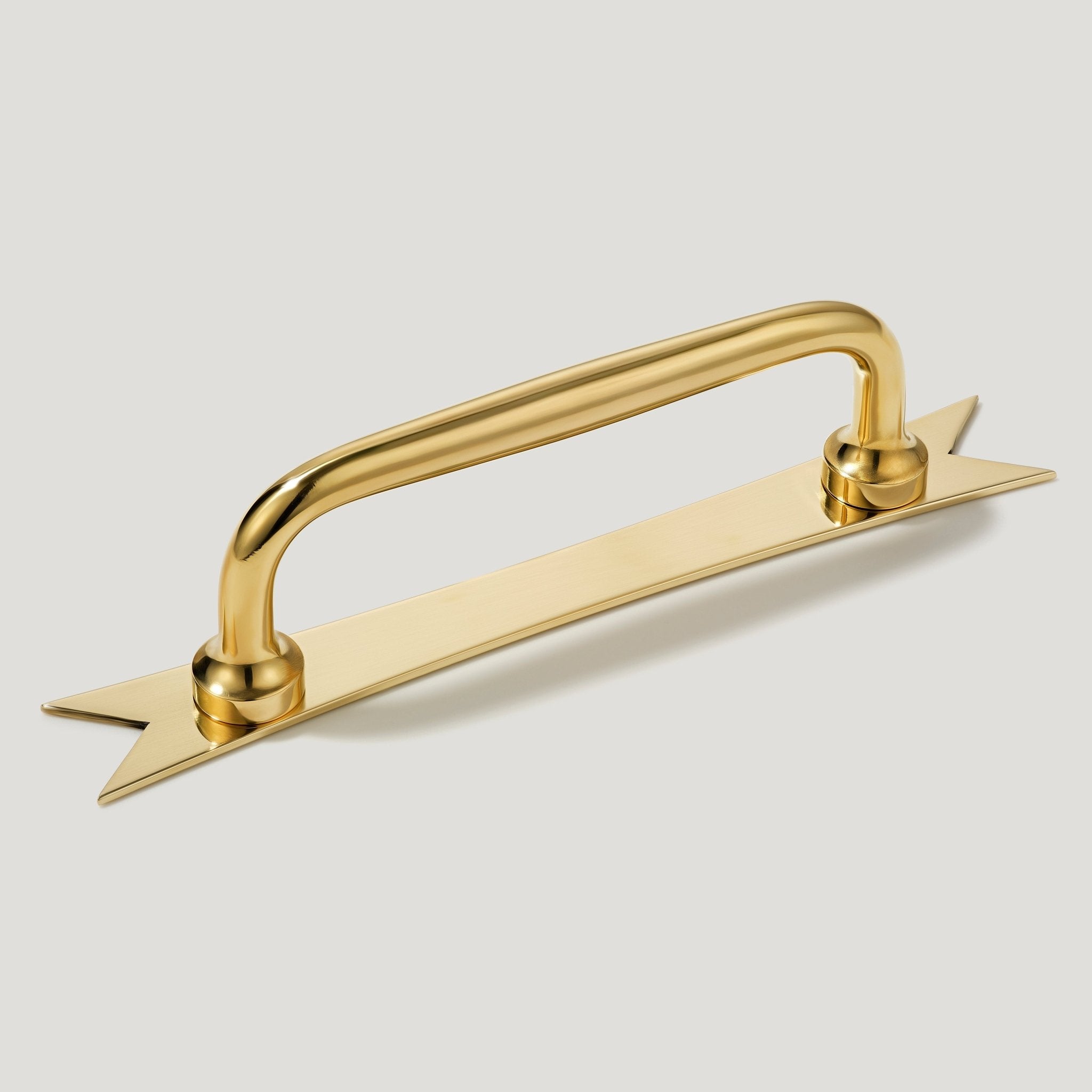 ELIZA Handle with Ribbon Backplate - Unlacquered Brass - Plank Hardware