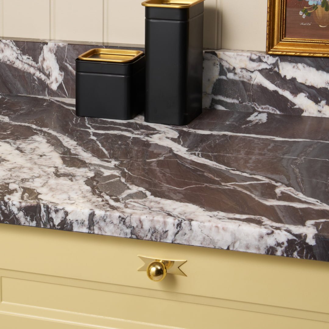 ELIZA Ribbon Knob Backplate - Unlacquered Brass - Plank Hardware