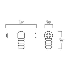 ESBEN Single T Handle - Polished Nickel & Unlacquered Brass - Plank Hardware