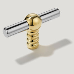 ESBEN Single T Handle - Polished Nickel & Unlacquered Brass
