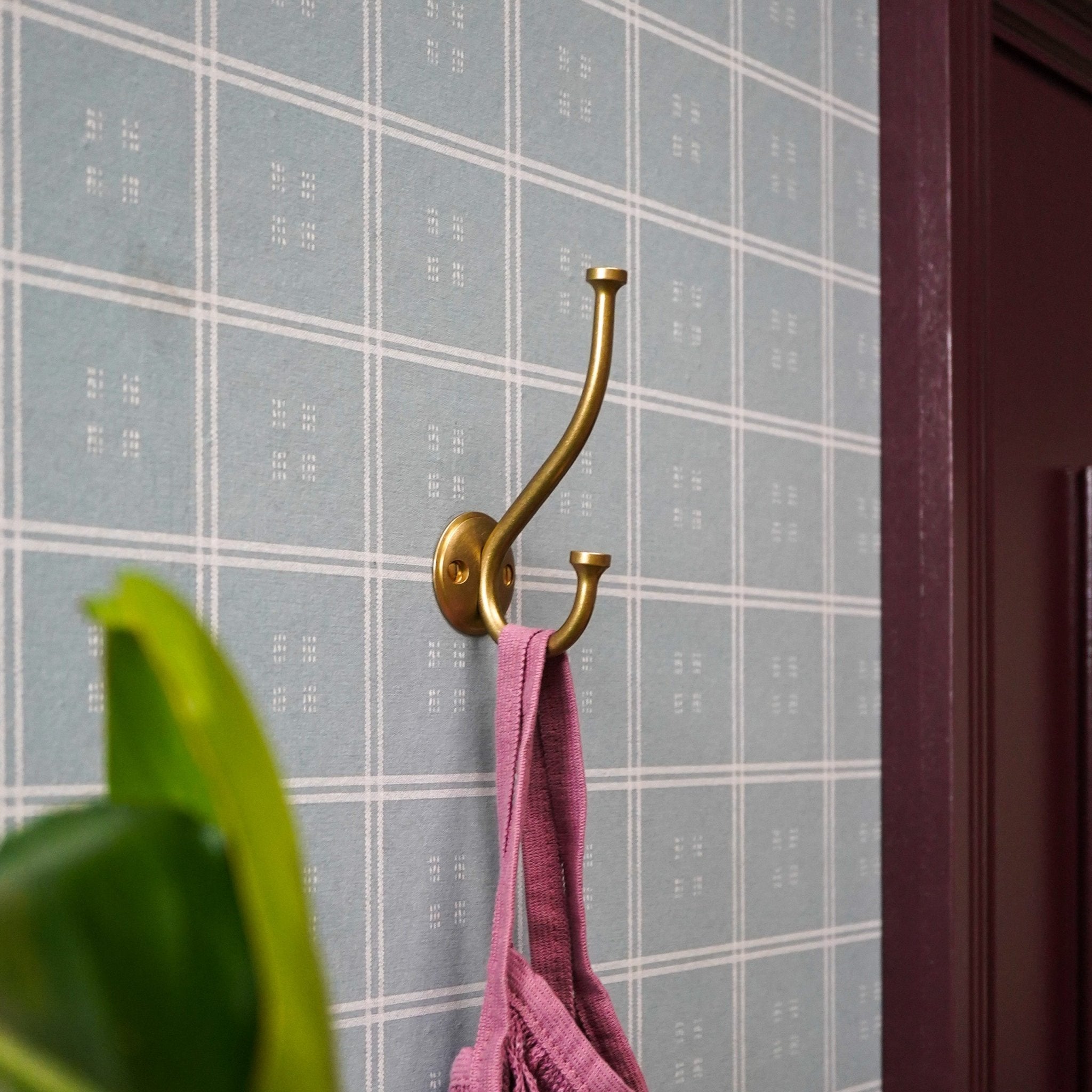 GRAYSON Shaker Double Fixing Hook - Aged Brass - Plank Hardware