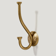GRAYSON Shaker Double Fixing Hook - Aged Brass - Plank Hardware