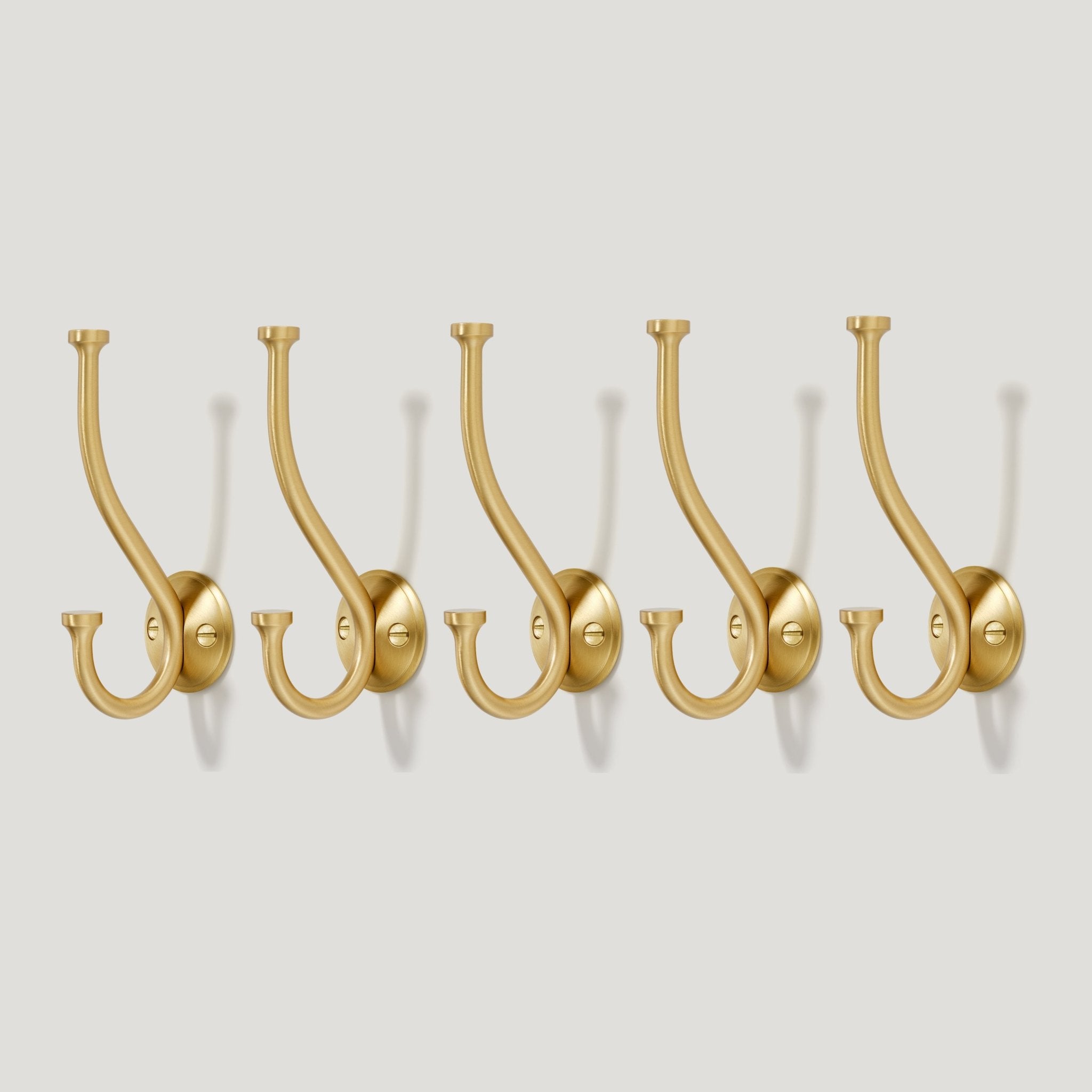 GRAYSON Shaker Double Fixing Hook - Brass - Plank Hardware