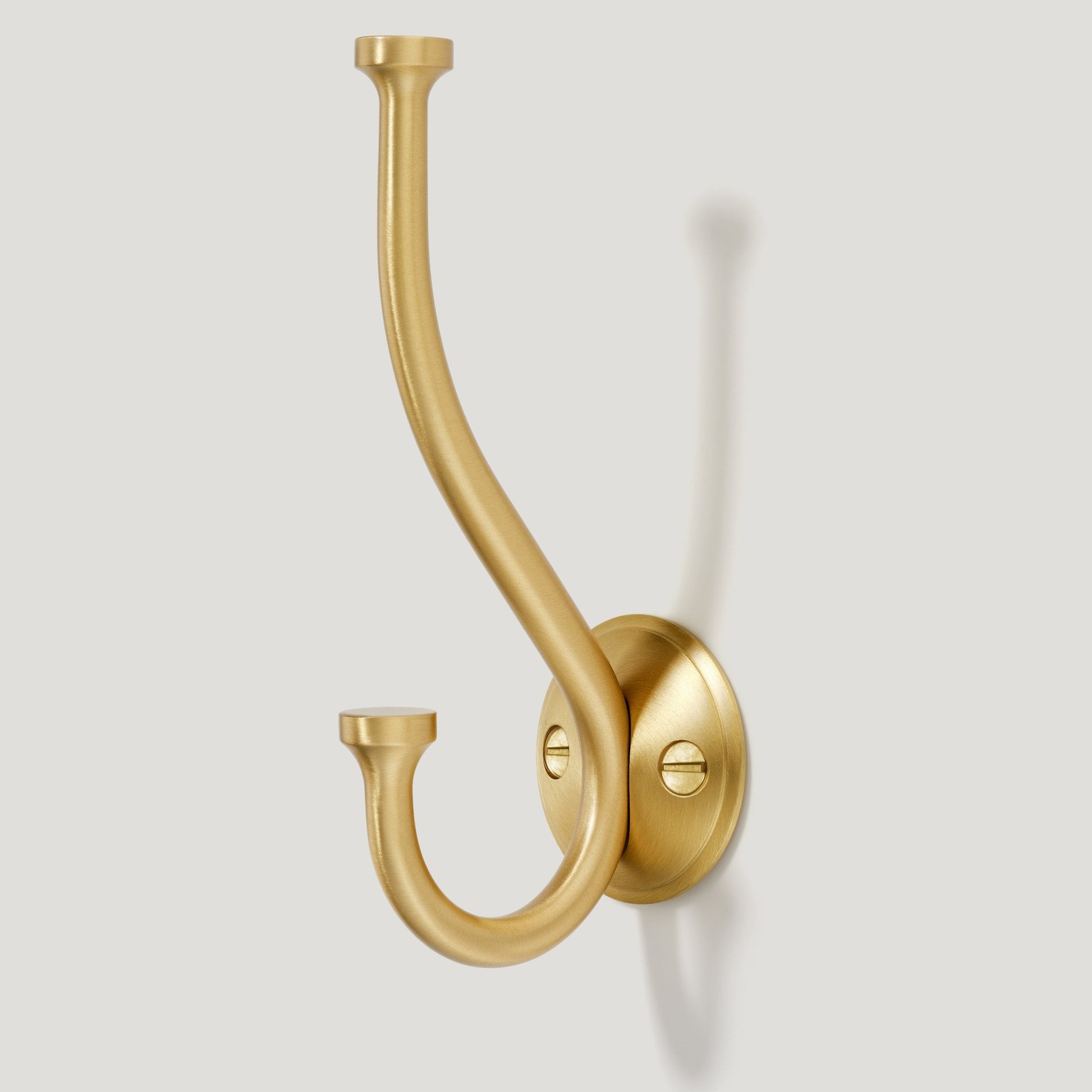GRAYSON Shaker Double Fixing Hook - Brass - Plank Hardware
