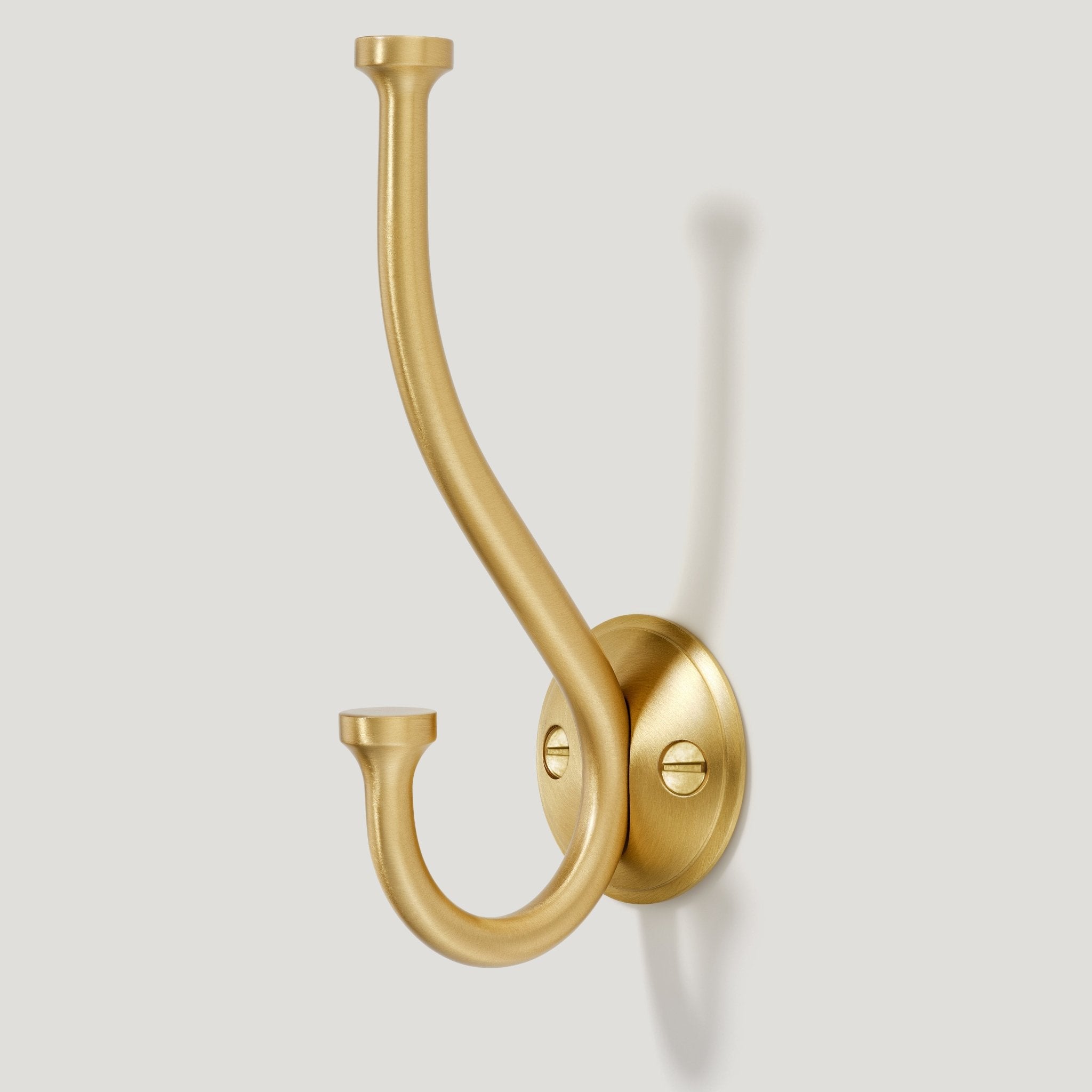 GRAYSON Shaker Double Fixing Hook - Brass - Plank Hardware