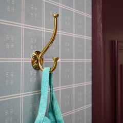GRAYSON Shaker Double Fixing Hook - Unlacquered Brass - Plank Hardware