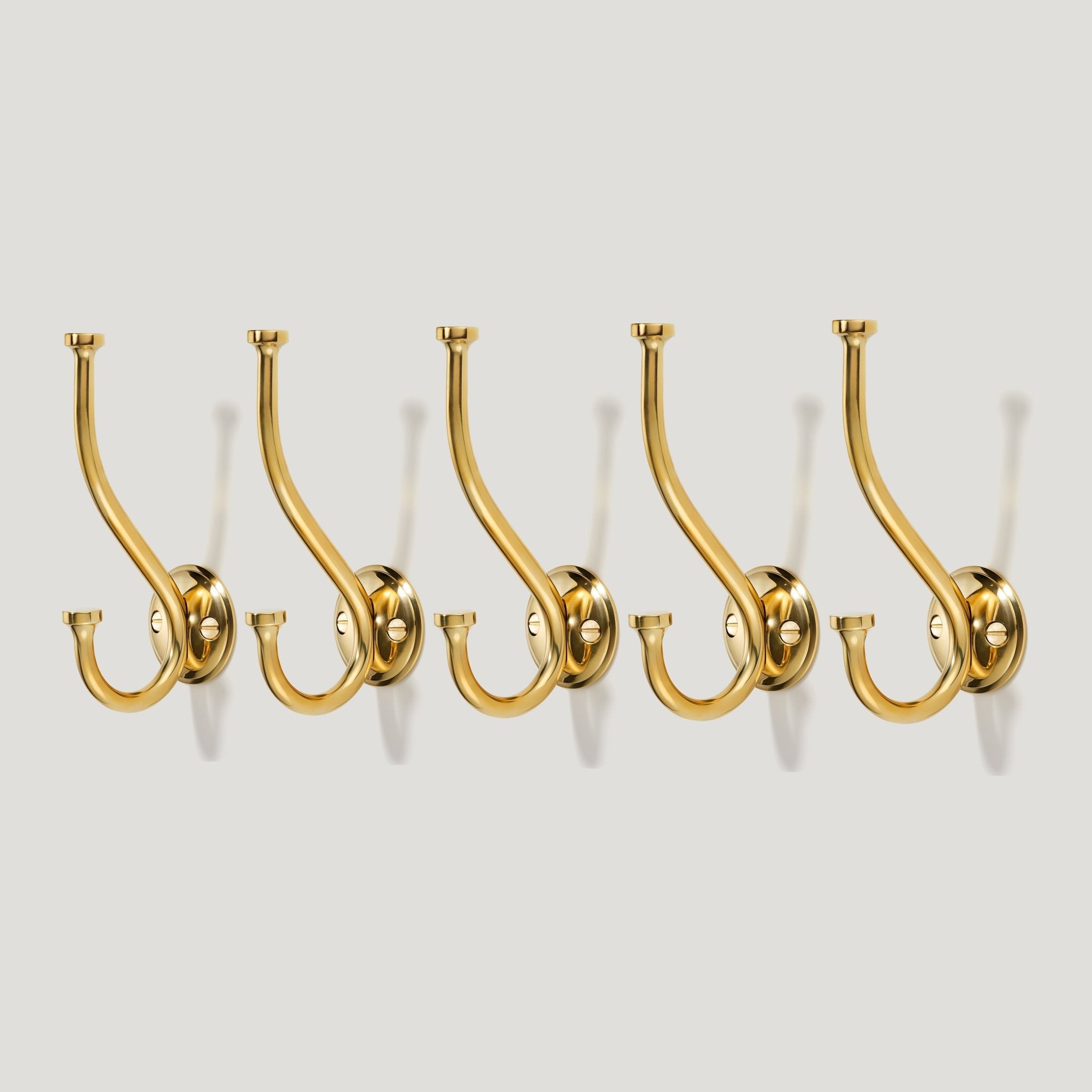 GRAYSON Shaker Double Fixing Hook - Unlacquered Brass - Plank Hardware