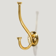 GRAYSON Shaker Double Fixing Hook - Unlacquered Brass - Plank Hardware