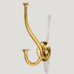 GRAYSON Shaker Double Fixing Hook - Unlacquered Brass - Plank Hardware